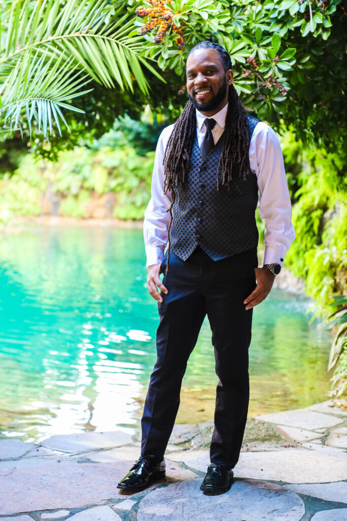 Groom getting ready at Secret Gardens Miami wedding.