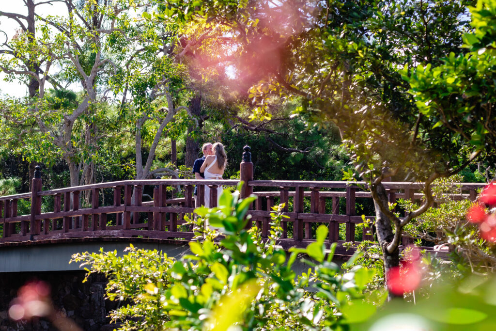 Engagement session at Morikami Japanese Gardens in Delray Beach.